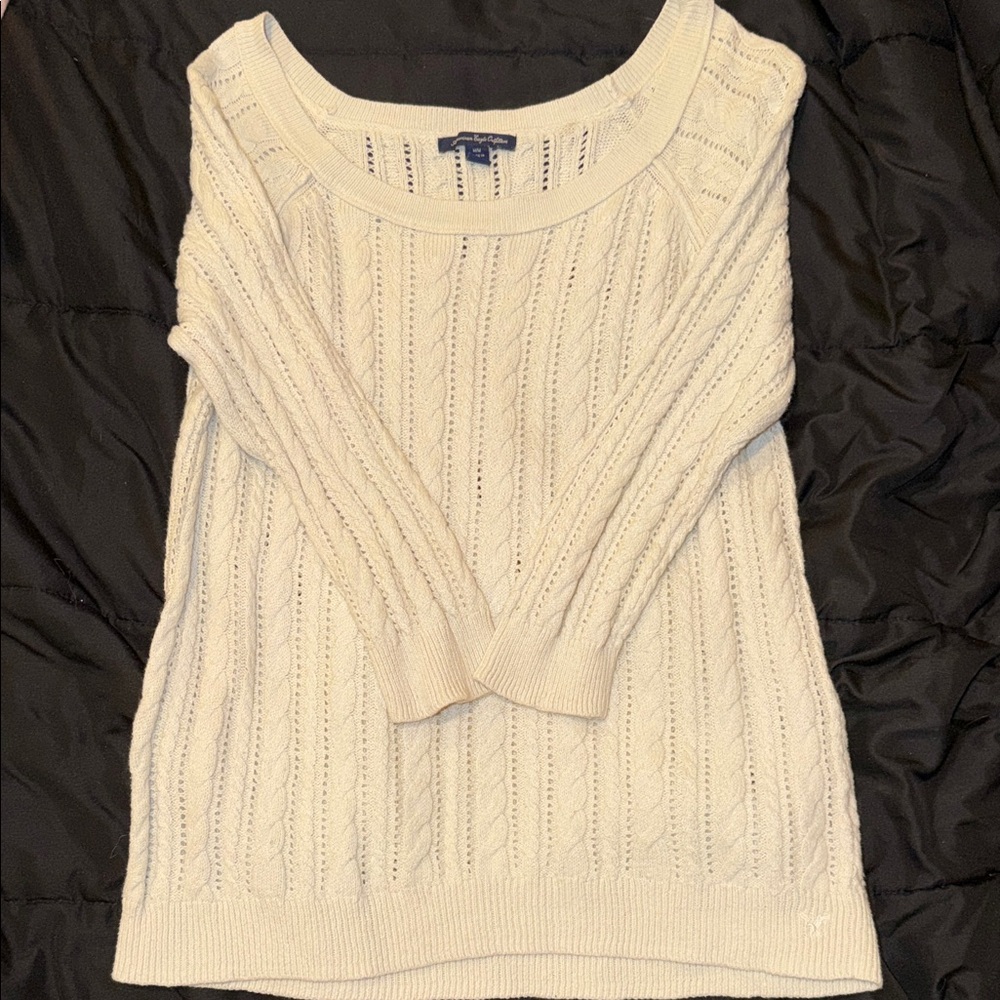 American Eagle Outfitters Cream Cable Knit Sweater